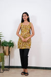 Mustard floral cotton tunic(attached sleeves)