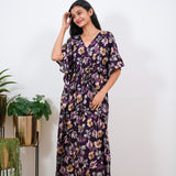 Aubergine floral pure cotton kaftan