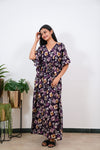 Aubergine floral pure cotton kaftan