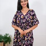Aubergine floral pure cotton kaftan