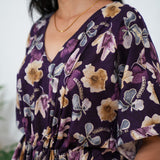 Aubergine floral pure cotton kaftan