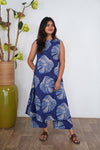Ink blue maple cotton co-ords set(attached sleeves)