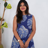 Ink blue maple cotton co-ords set(attached sleeves)