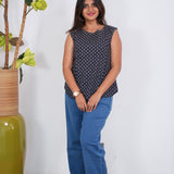 Ritu cotton tunic (attached sleeves) - Navy blue
