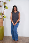 Ritu cotton tunic (attached sleeves) - Navy blue