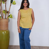 Ritu cotton tunic(attached sleeves)-Lime