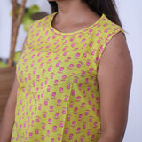Ritu cotton tunic(attached sleeves)-Lime