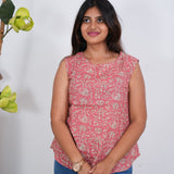 Ritu cotton tunic(attached sleeves)-Peach