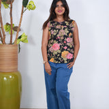 Ritu cotton tunic(attached sleeves)-Black