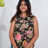 Ritu cotton tunic(attached sleeves)-Black