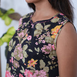 Ritu cotton tunic(attached sleeves)-Black