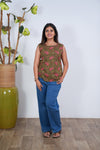 Ritu cotton tunic(attached sleeves) - Olive green