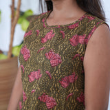 Ritu cotton tunic(attached sleeves) - Olive green