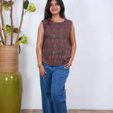 Ritu cotton tunic(attached sleeves) - Brown