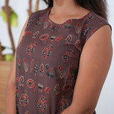 Ritu cotton tunic(attached sleeves) - Brown