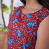 Ritu cotton tunic(attached sleeves)-Red