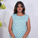 Ritu cotton tunic(attached sleeves) - Baby blue