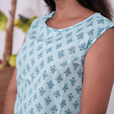 Ritu cotton tunic(attached sleeves) - Baby blue