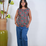 Ritu cotton tunic(attached sleeves)-Grey