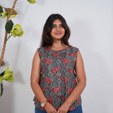 Ritu cotton tunic(attached sleeves)-Grey