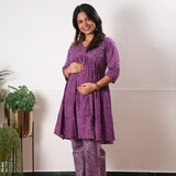 Purple cotton maternity nursing comfies