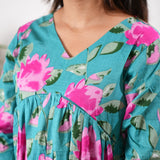 Turquoise Lillies  cotton maternity nursing Comfies