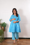 Sky blue cotton maternity nursing top