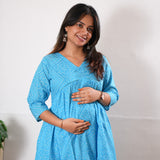Sky blue cotton maternity nursing top