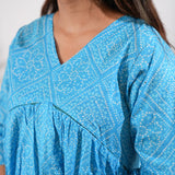 Sky blue cotton maternity nursing top