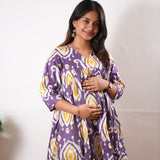 Violet geometric cotton maternity nursing comfies