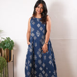 Royal blue butta cotton co-ords set(attached sleeves)
