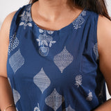Royal blue butta cotton co-ords set(attached sleeves)