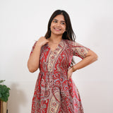 Red paisley cotton midi dress