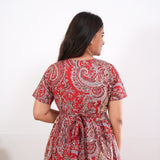 Red paisley cotton midi dress