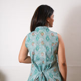 Blue diamond viscose shirt co-ords set (attached sleeves)