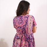 Purple paisley cotton midi dress