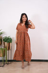 Rust orange cotton midi dress