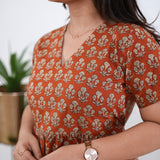 Rust orange cotton midi dress