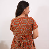 Rust orange cotton midi dress