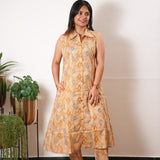 Caramel viscose shirt co-ords set (attached sleeves)