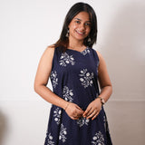 Midnight blue cotton co-ords set(attached sleeves)
