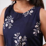 Midnight blue cotton co-ords set(attached sleeves)