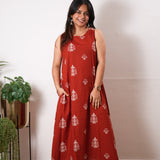 Tangerine cotton co-ords set(attached sleeves)