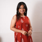 Tangerine cotton co-ords set(attached sleeves)