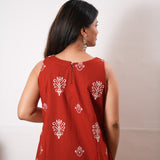 Tangerine cotton co-ords set(attached sleeves)