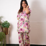 Off white stripes cotton lounge sleep wear