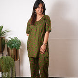 Red flora cotton lounge sleep wear