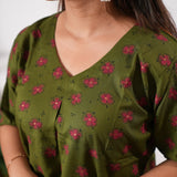 Red flora cotton lounge sleep wear