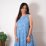 Azure cotton co-ords set(attached sleeves)