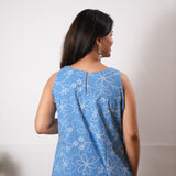 Azure cotton co-ords set(attached sleeves)